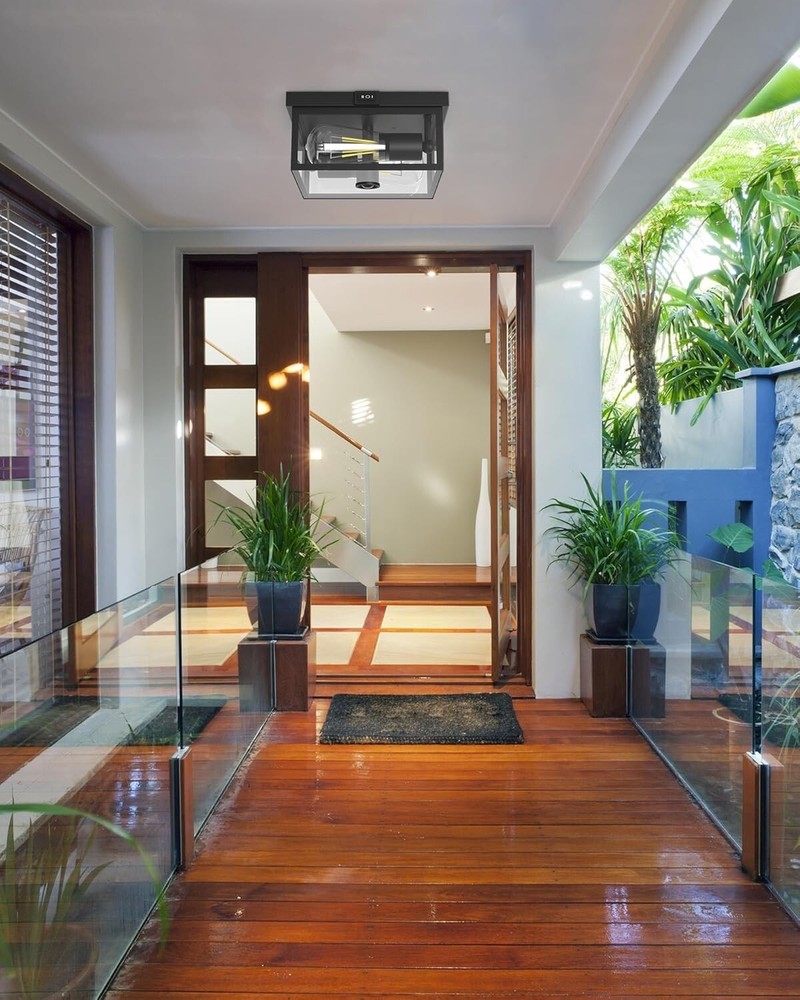 Outdoor Ceiling Light with Motion Sensor, Flush Mount Porch Light