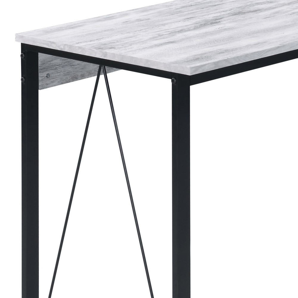 Minimalist Writing Table - Durable Metal Base - Particle Board Top - Compact