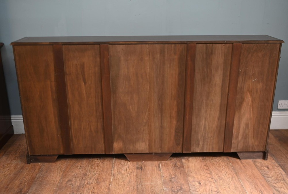 Wide Regency Open Bookcase - Mahogany Inlay Library Study