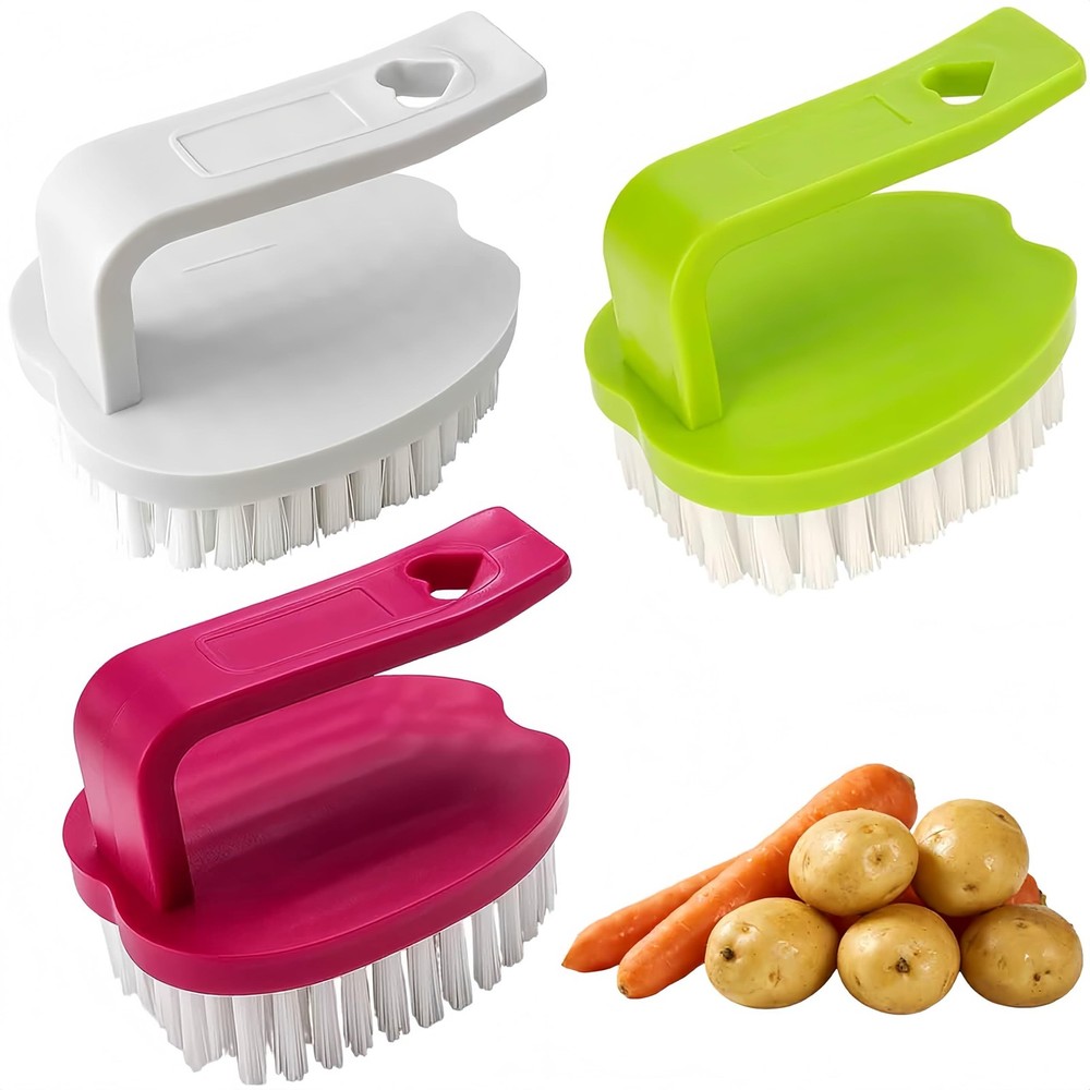 Vegetable Scrubber Brush- 3 Pack Fruit and Green+white+red