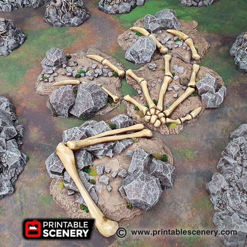Dragon Graveyard Terrain, Scatter Terrain, Dungeon Master, Bone, (32mm)