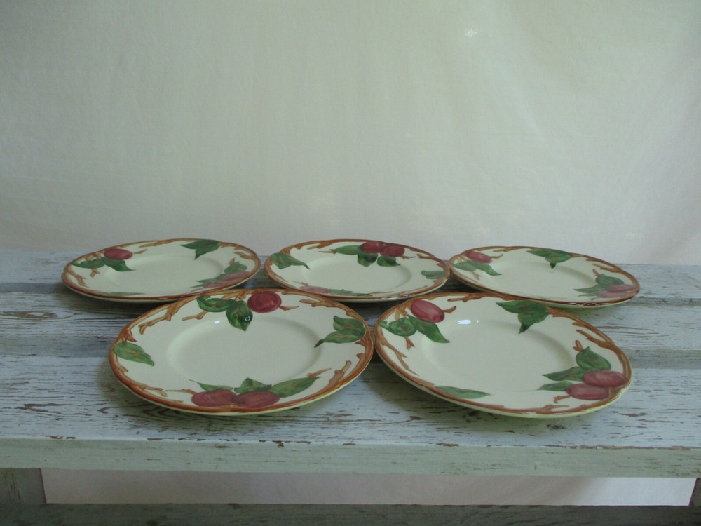 (5) Franciscan Earthenware USA 6" Bread Dessert Side Plates Apple Pattern