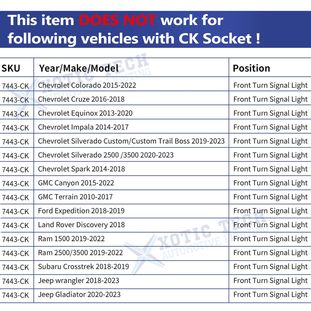 7443 7444 Load Resistor Fix Hyper Flash No Error For LED Turn Signal Light Bulbs