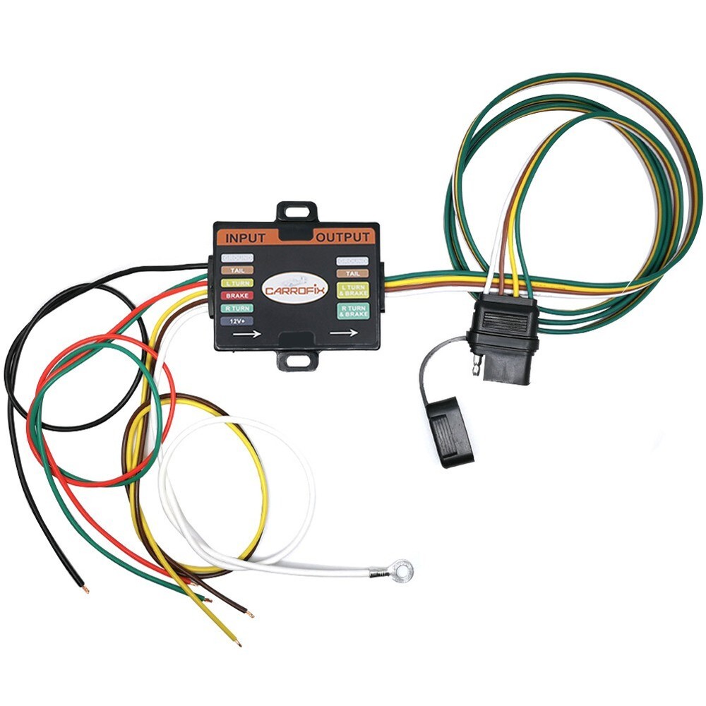 Circuit Protected Powered Tail Light Converter with 4-Way Flat Trailer Connector