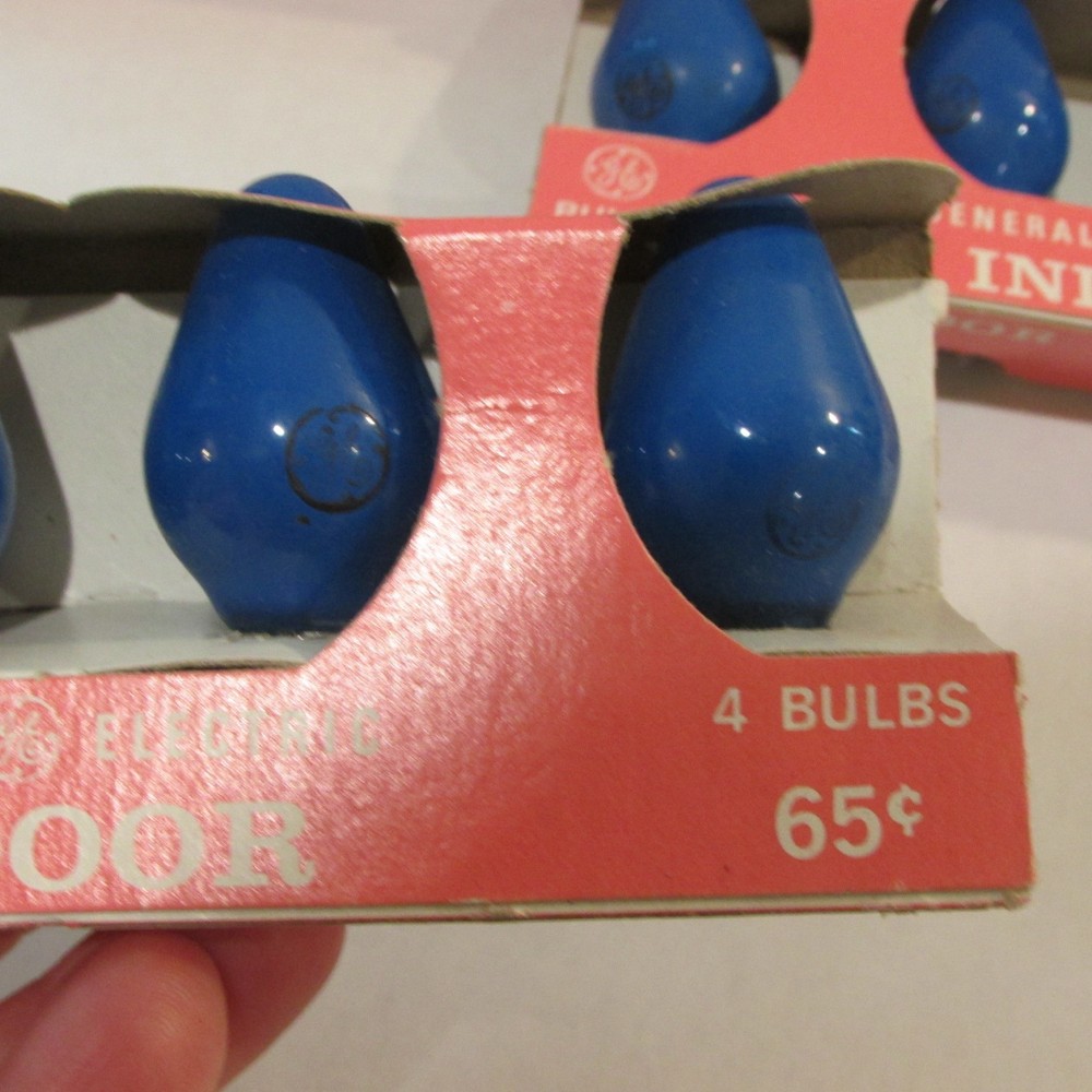 12 VTG C7 Christmas Light Replacement Bulbs Work Blue GE Scroll Circle Package