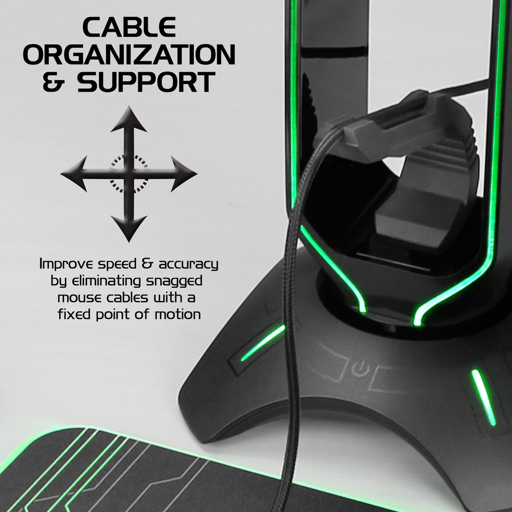 Gaming Headset Stand - LED Headphone Hanger with Mouse Bungee