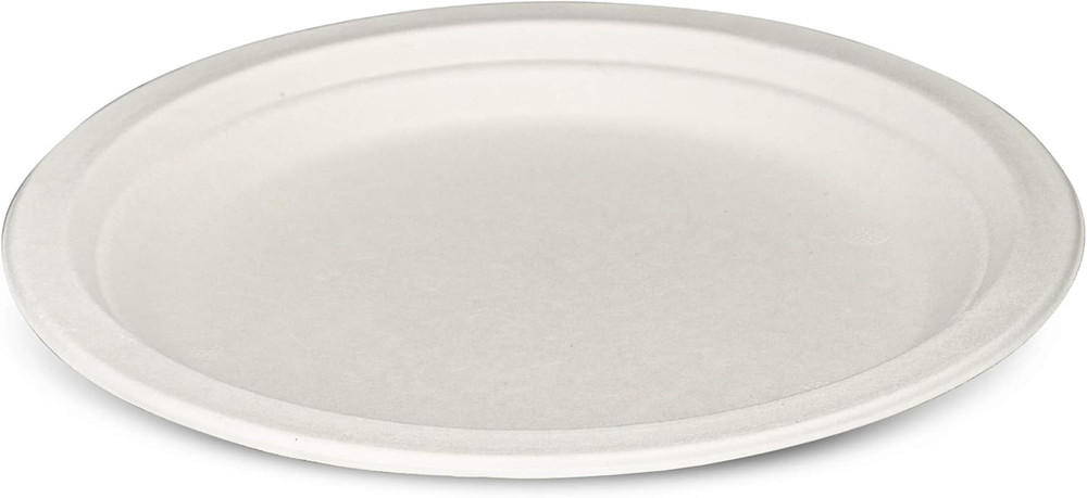 100% Compostable Sugarcane Paper Plates, Heavy Duty, Eco-Friendly, Biodegradable