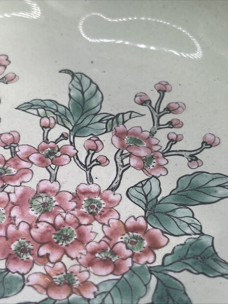 Brass Enamel Cherry Blossom Scalloped Bowl