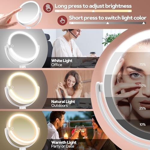 Makeup Mirror with Lights, Lighted Magnifying Mirror 30X with 3 Lighting White