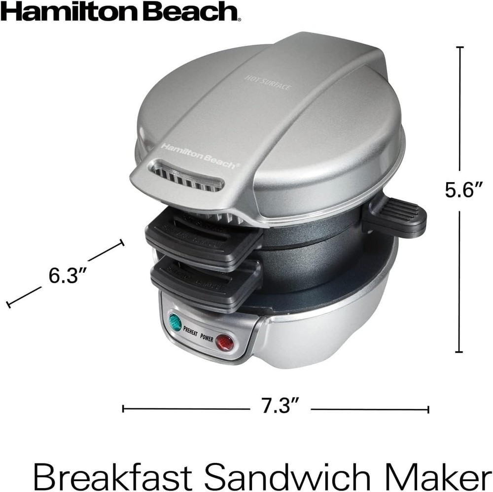 Hamilton Beach Breakfast Sandwich Maker with Egg Cooker Ring, Customize Ingredie
