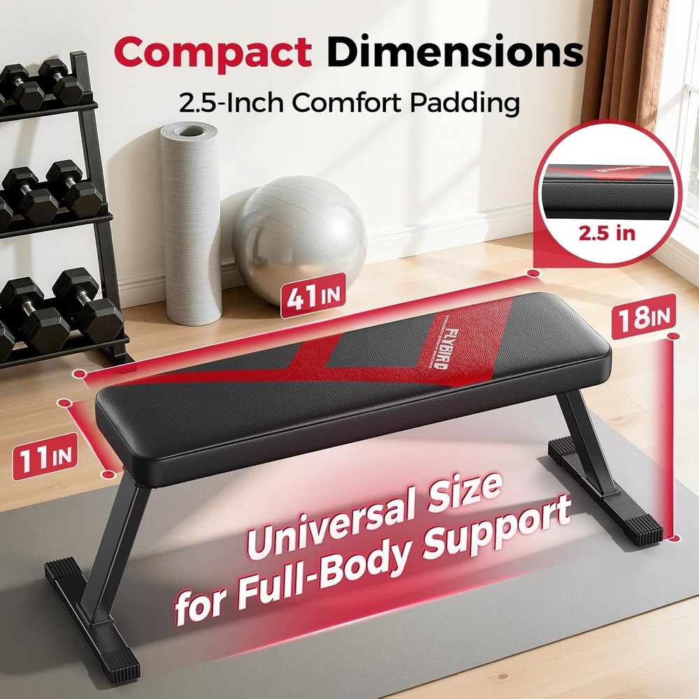 Flat Bench Foldable Flat Weight Bench Easy Assembly Strength Training Bench