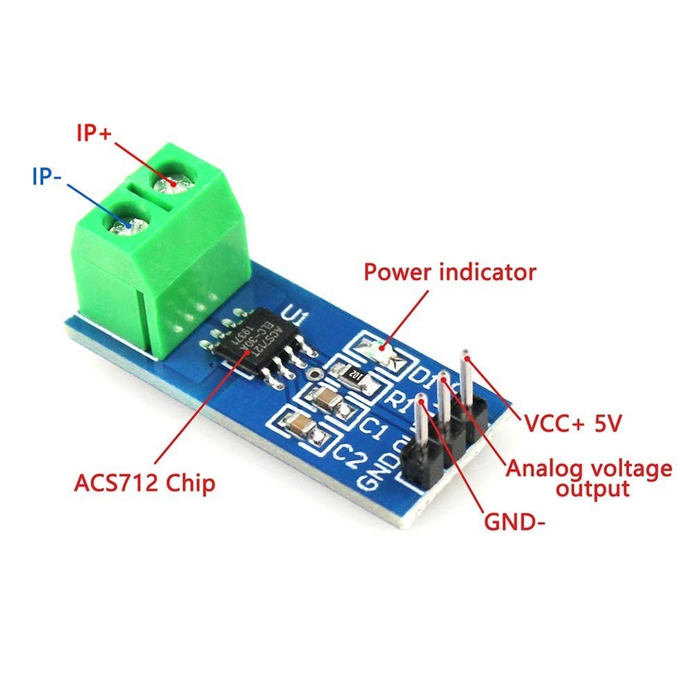 2pcs Hall Effect Current Sensor Module with Voltage Tester for Arduino Projects