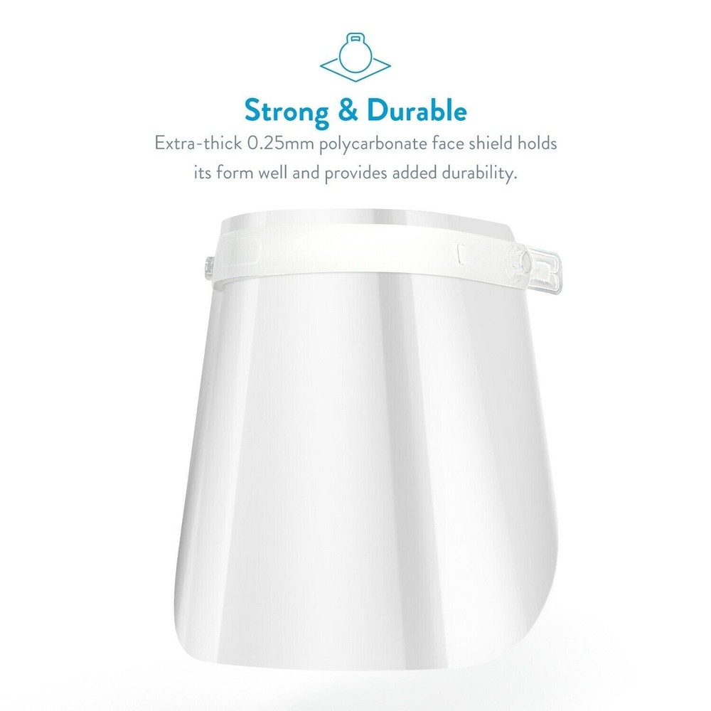 AccuMed 5 Protective Face Shields, Fully Transparent, Adjustable Headband