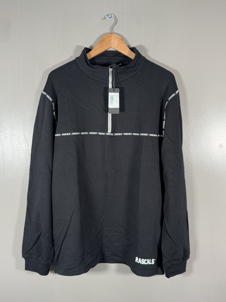 Mens Rascal Casual Black Pullover Half Zip Size XL