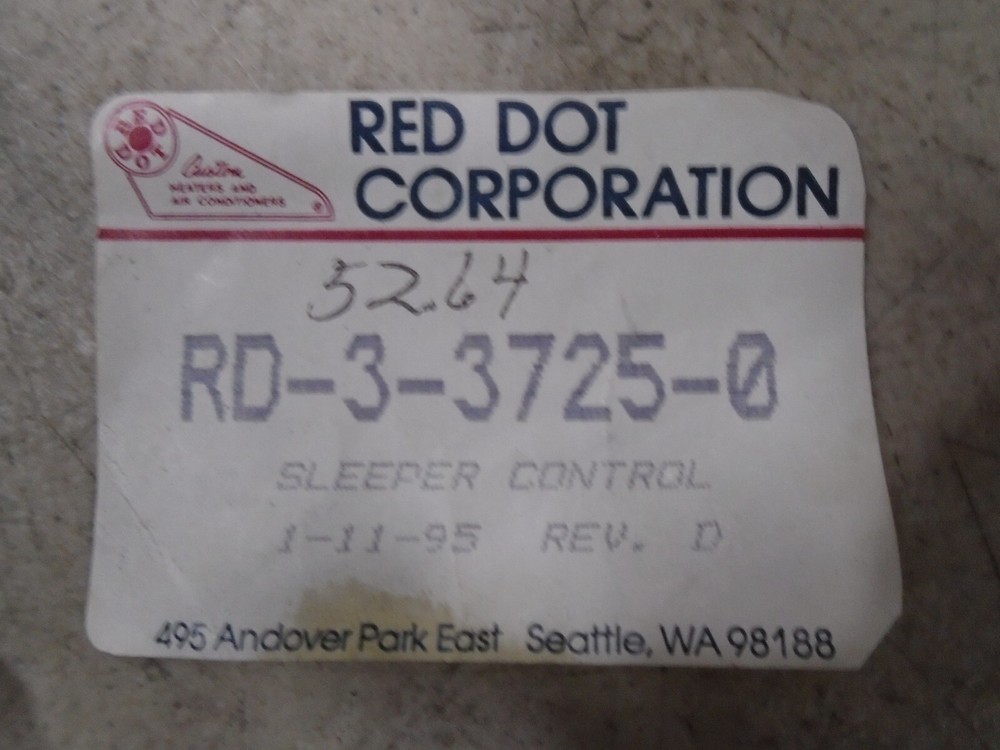 Red Dot Corporation Sleeper Hvac Controller RD-3-3725-0