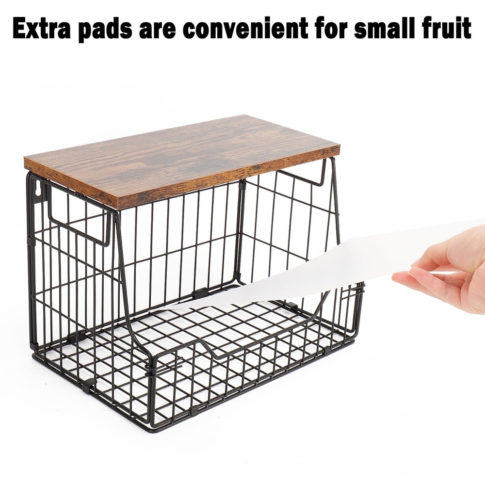 Fruit Basket for Kitchen, Metal Fruit Vegetable Storage Bin with 2 Banana Han...