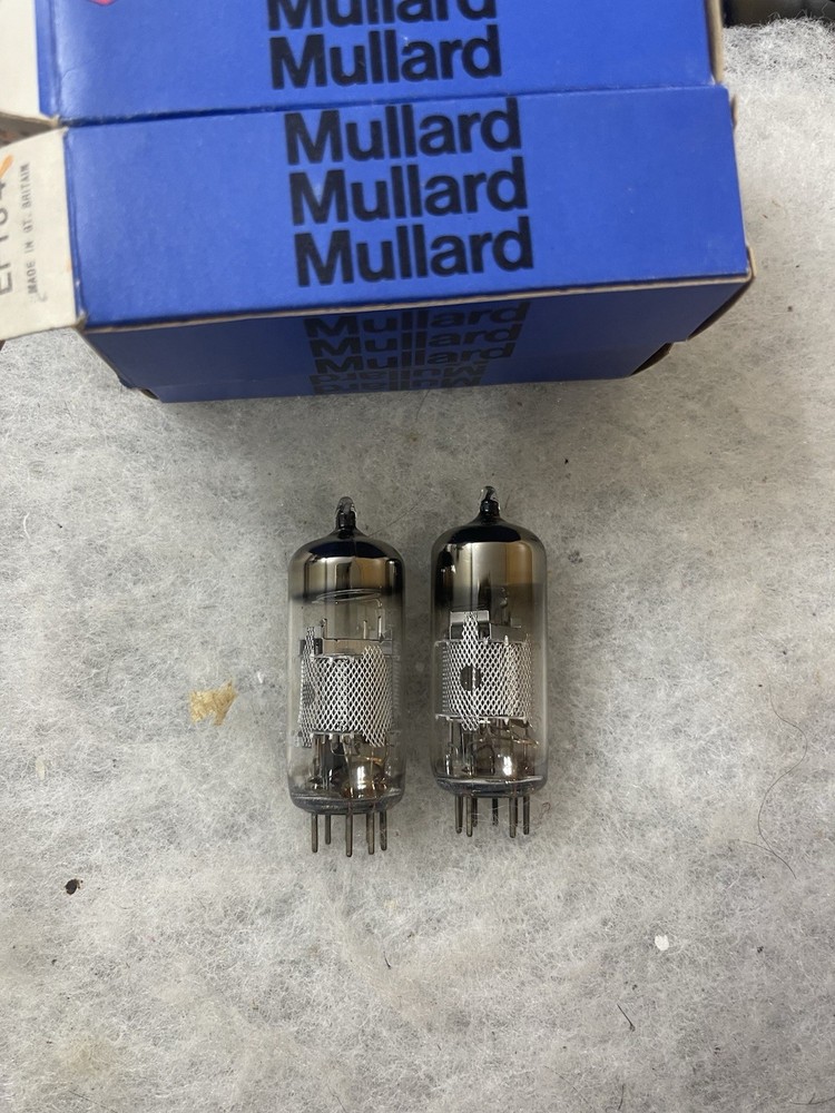 Mullard EF184 Mesh Plate O Getter NOS Matched Pair
