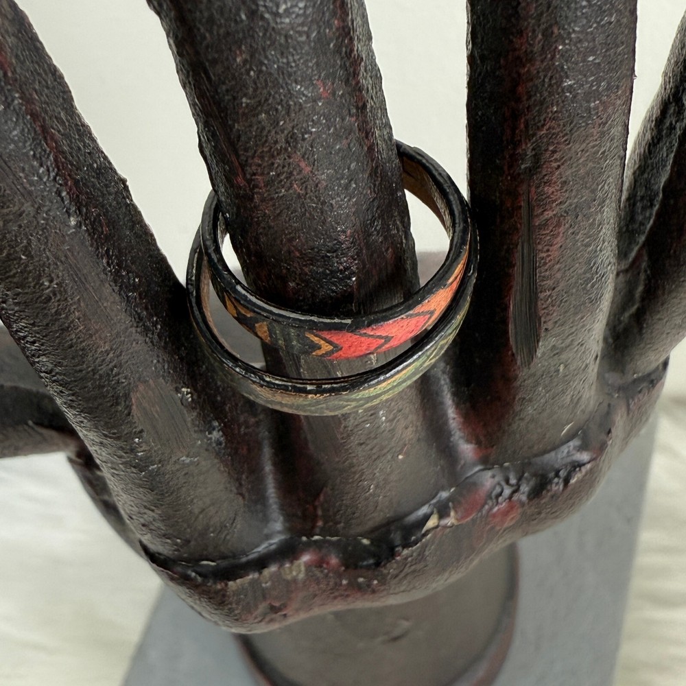 Embossed Dyed Leather Wrap Ring Size 8