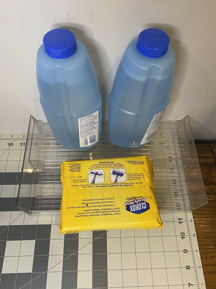 2 Clorox Ready Mop 24oz Advanced Floor Cleaner Refills + 8 Pack Cleaning Pads