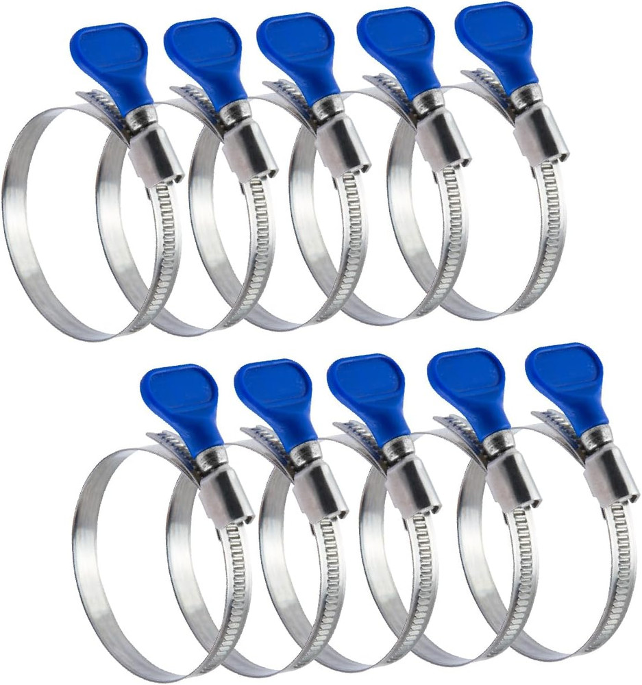 2-1/2" Stainless Steel Hose Clamps, Adjustable Key-Type, 10 Pack