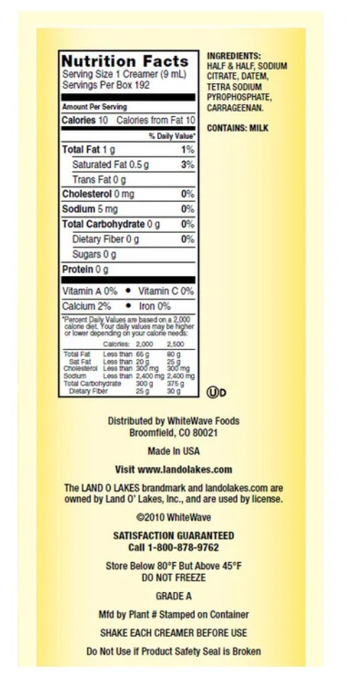 Land O Lake'S Mini Moos Half & Half Liquid Creamer, 192-Count