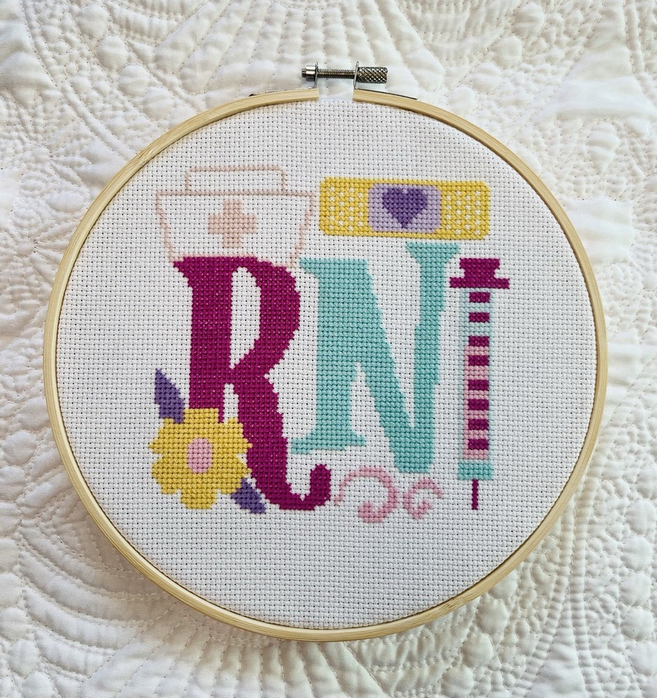 Handmade Completed Registered Nurse- Counted Cross Stitch