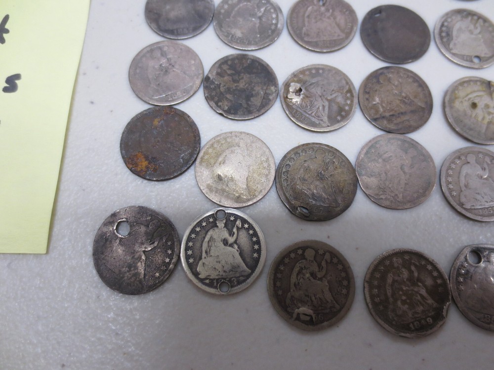 (40) Assorted Seated & Bust Half Dimes (AG / Damaged)