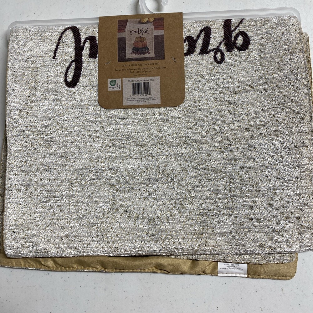 Tapestry Table Runner Fall Grateful 13x72 Lined New