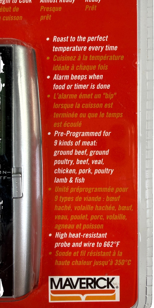 Maverick Roast Alert Thermometer & Timer with LCD Color Coded Screen - BRAND NEW