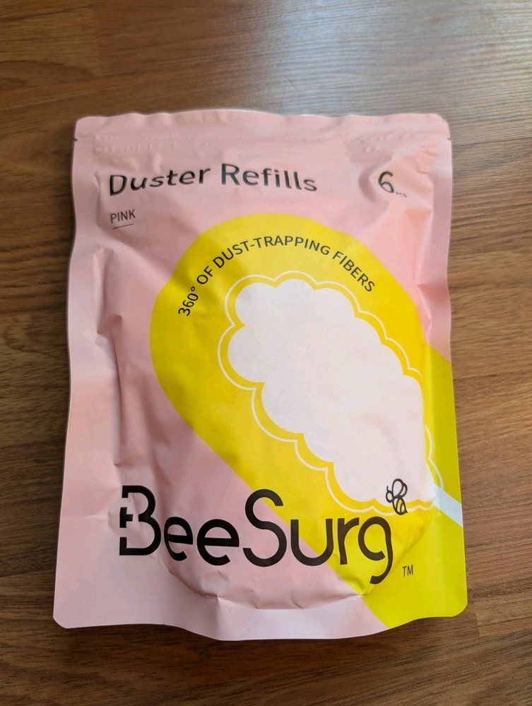 BeeSurg Pink Duster Refills Starter Kit Extended Handle 6 Pcs Dust Replacements