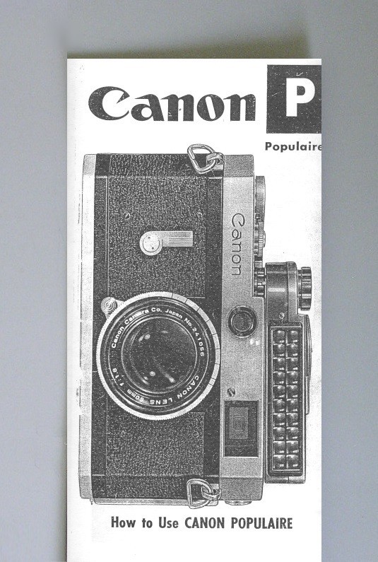 Canon P Populaire Instruction Manual Reprint