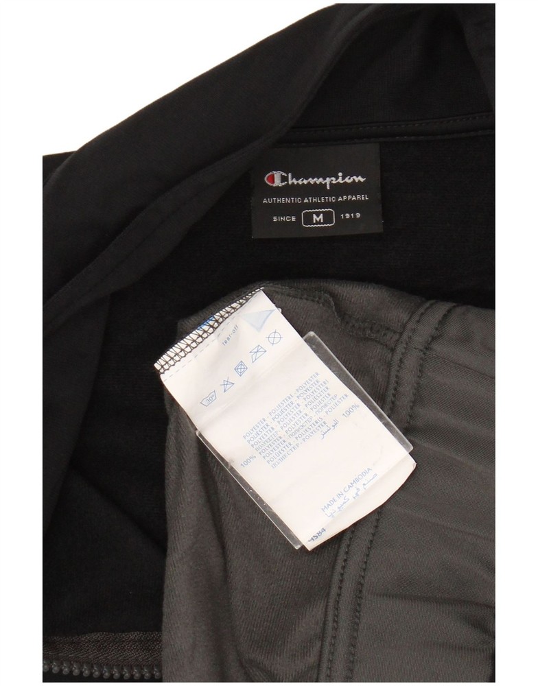 Champion Mens Tracksuit Top Jacket Medium Black Colourblock Polyester AR49