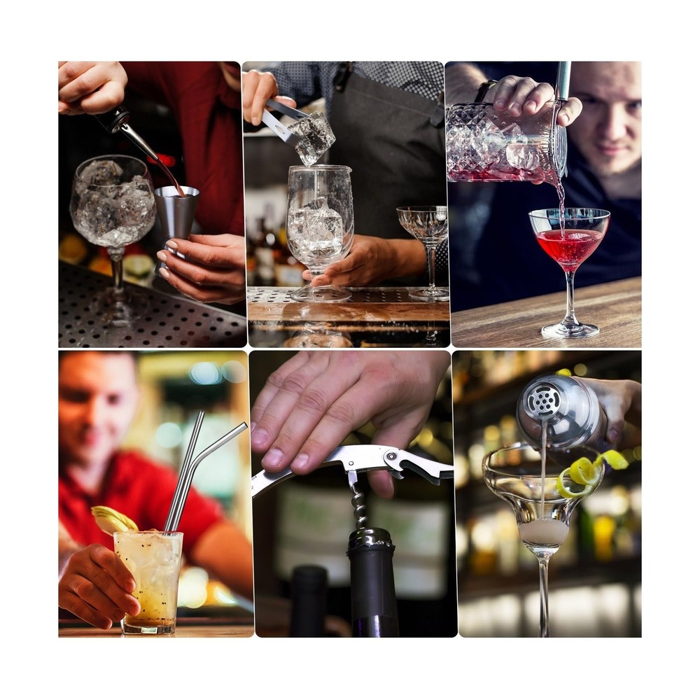 Cocktail Shaker Set Bartender Kit, Godmorn 15Pcs Bartender Shaker S... Fast Ship