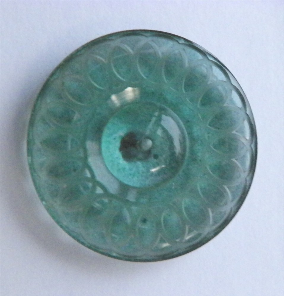 Bb AQUA dyed LUCITE Vintage Polymer BUTTON LARGE