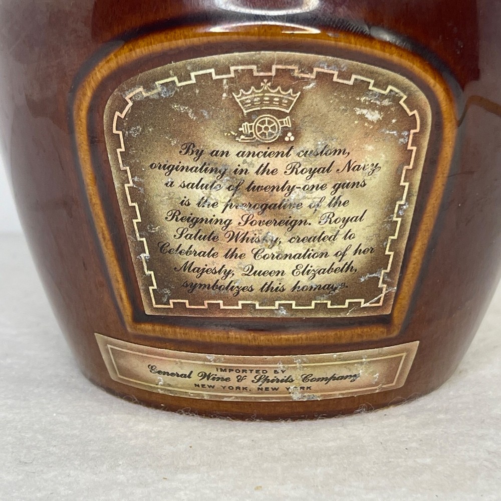 Empty Decanter Chivas Scotch Bottle 1801 Ceramic Cork Top Brown Ceramic Spode