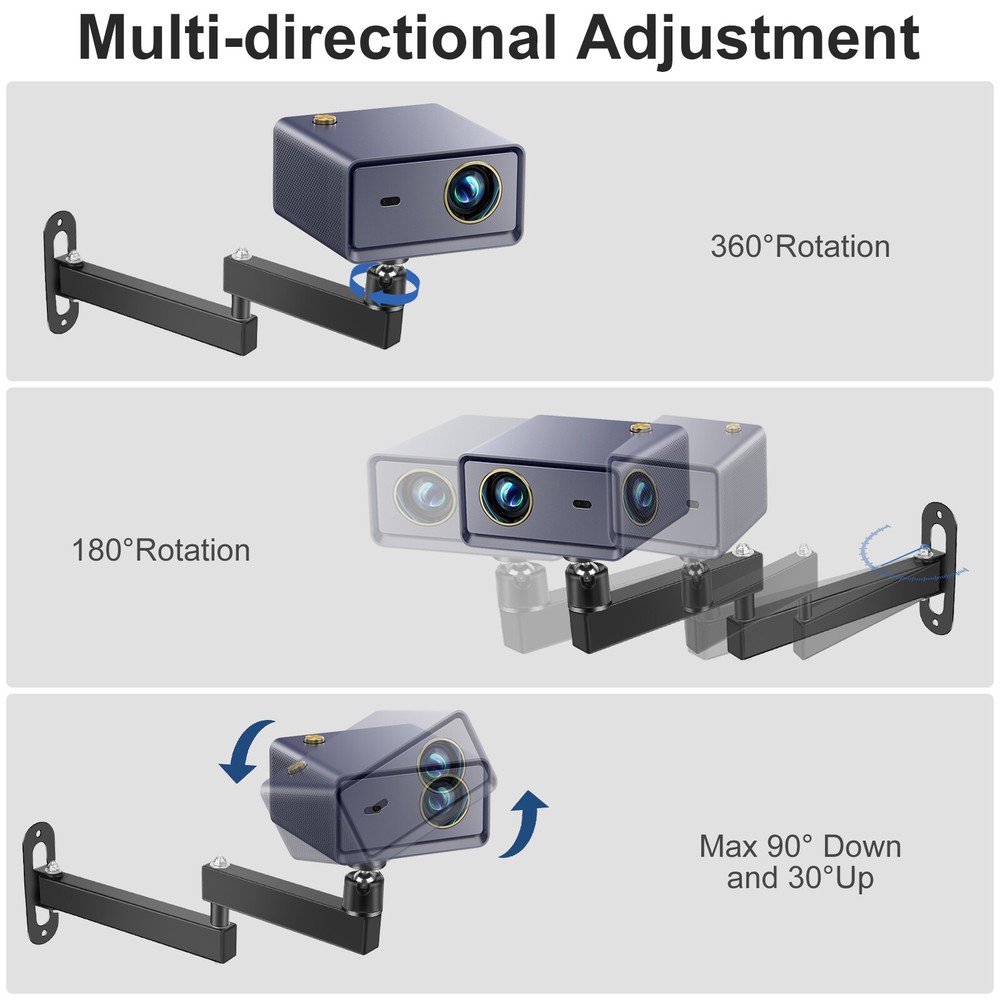 Universal Projector Ceiling Wall Mount 360° Rotation Foldable Projector Holder