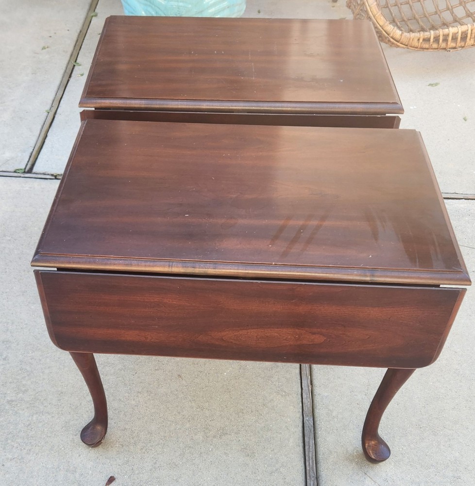 2 Mersman Solid Cherry Traditional 34" Drop Leaf Pembroke Accent End Table VG