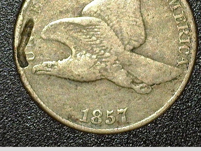 US - 1857 Flying Eagle Cent, Planchet Defect - Combined Shipping Available