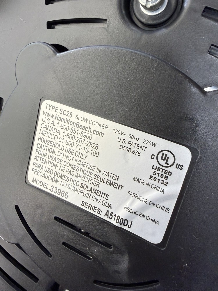 HAMILTON BEACH set & forget 6 QT programmable SLOW COOKER 33966