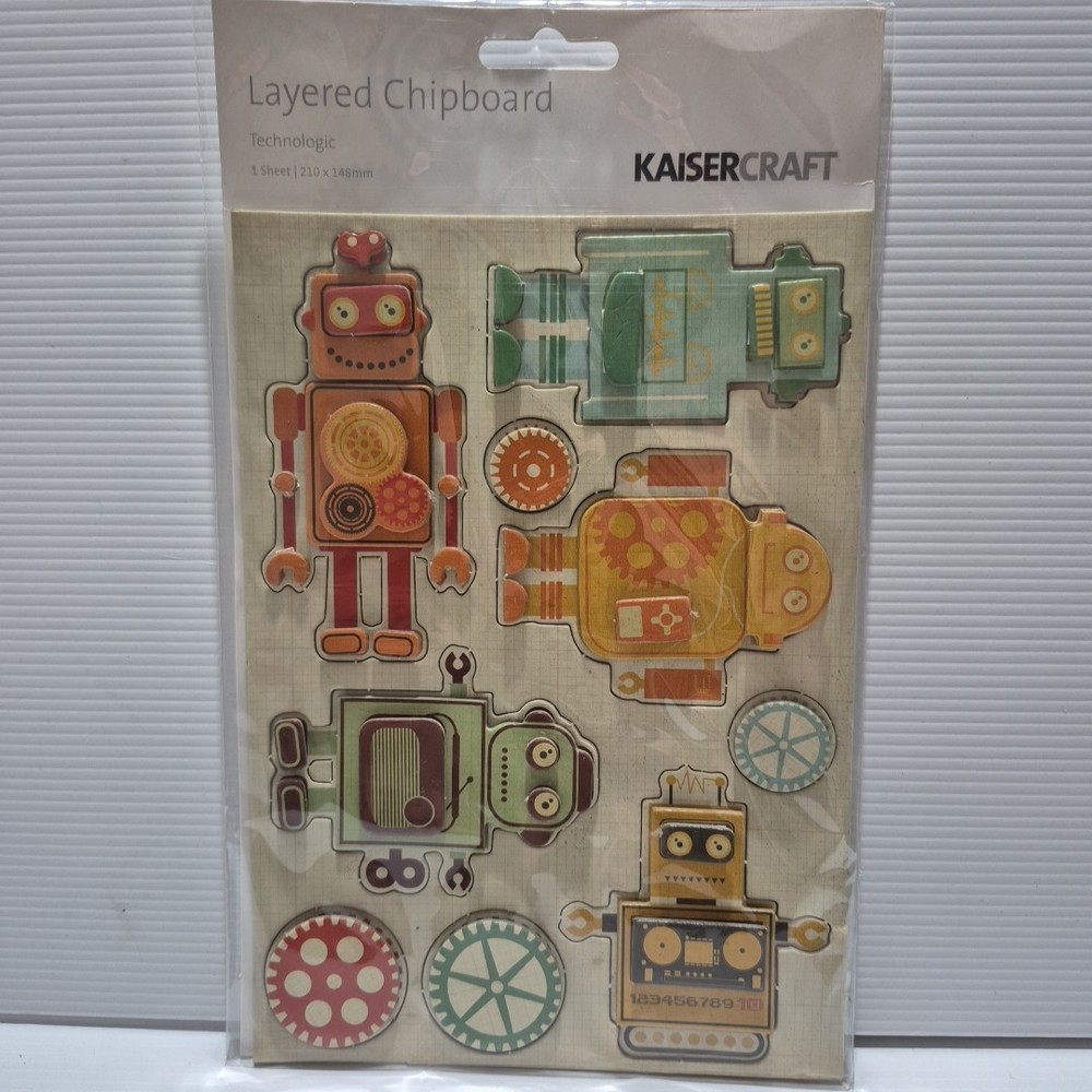 Kaisercraft "Technologic"  - Printed Layered Chipboard  Embellishments Scrapbook