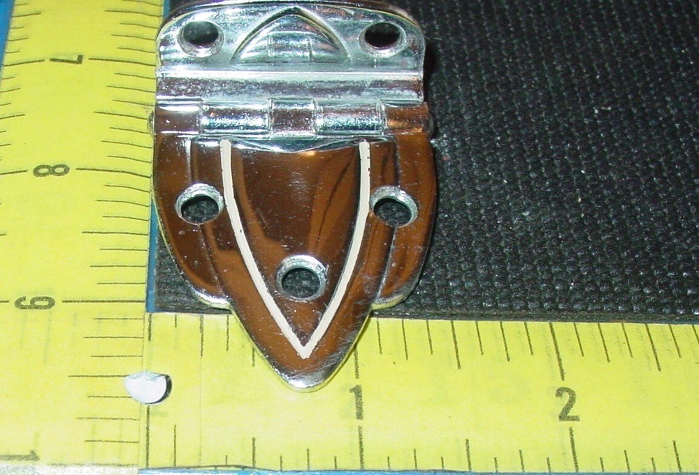 Vintage Chrome Art Deco cabinet hinge Offset Raised Mint Green Lined Cupboard
