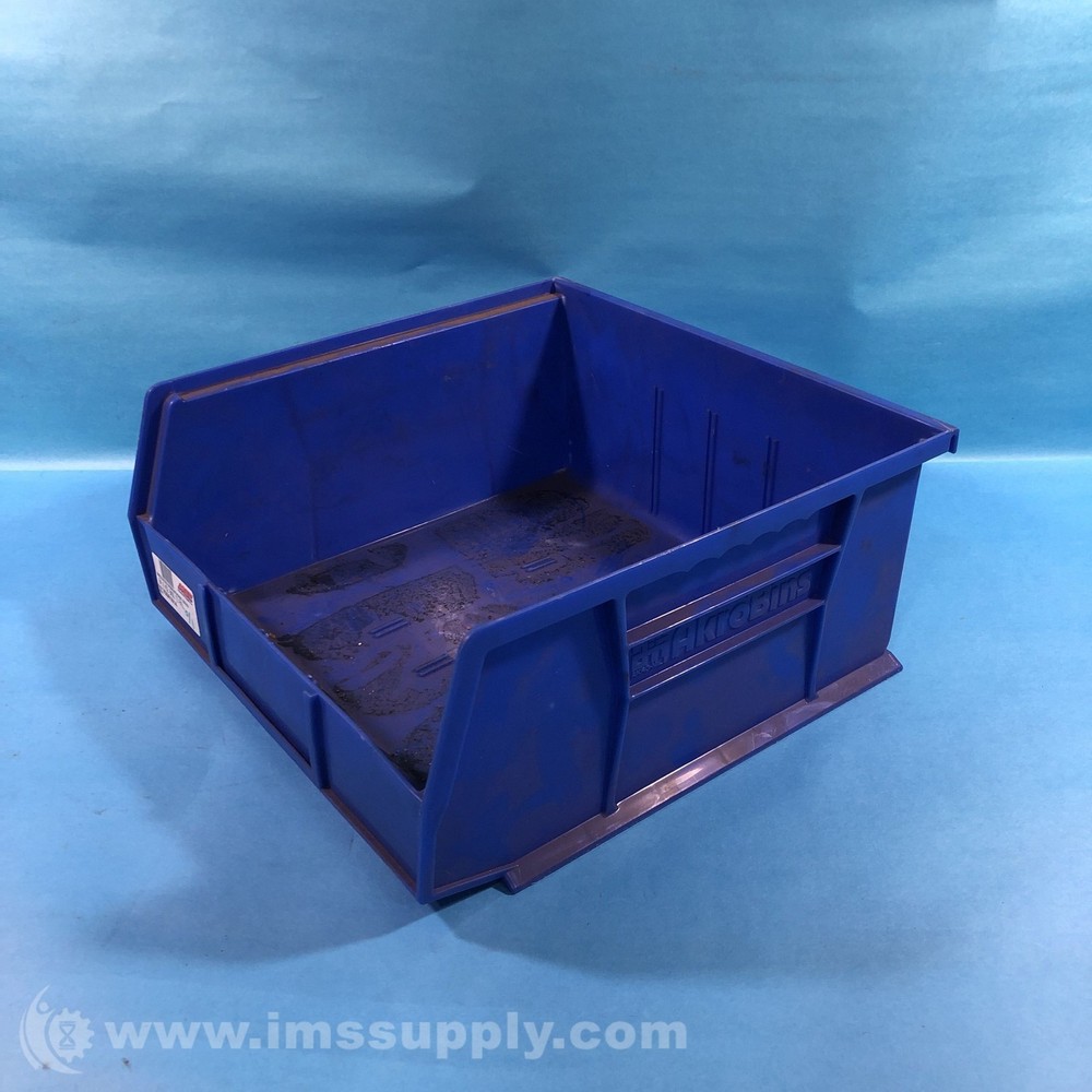 Plastic Stackable Storage Container, Blue, Approximately 12"x11" USIP