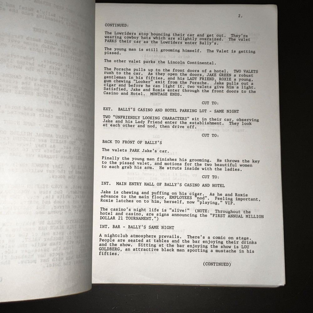 BLAME IT ON RENO (1989) Virgil Hammond / Sammy Davis Jr. Script Presentation+COA