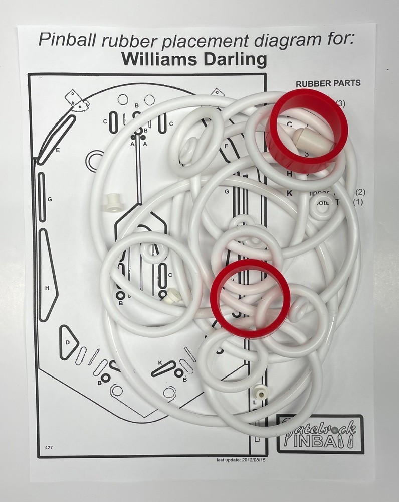 1973 Williams Darling Pinball Machine Rubber Ring Kit