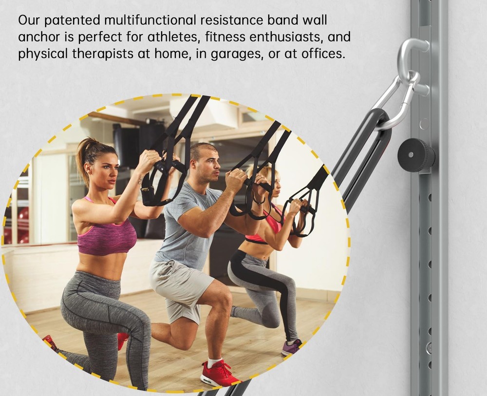 Adjustable Wall-Mounted Anchor Fitness System with Automatic Locking Function...