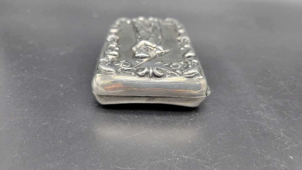 Antique Small Golfer Sterling Silver Cigarette Case