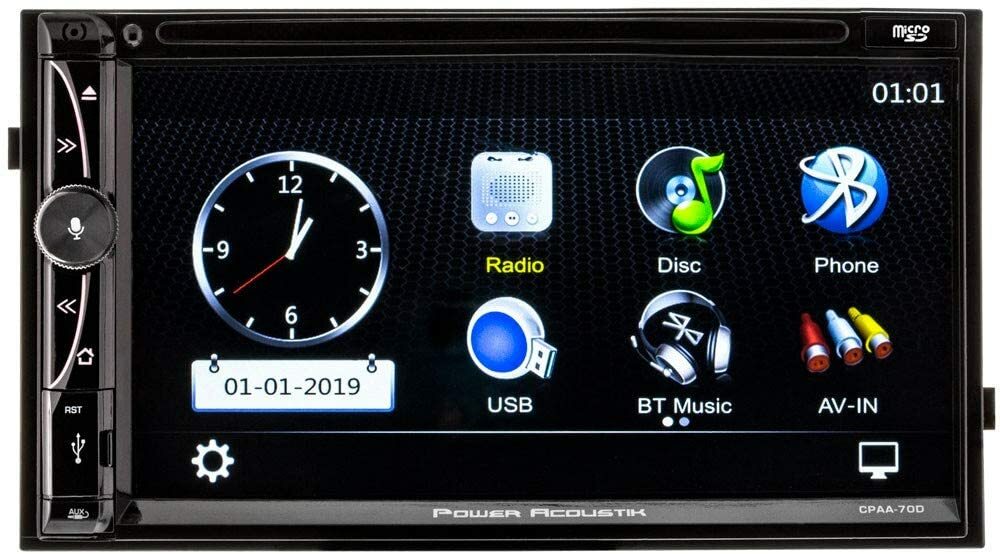 Power Acoustik 2 Din CPAA-70D CD DVD Player Android Auto CarPlay Bluetooth USB