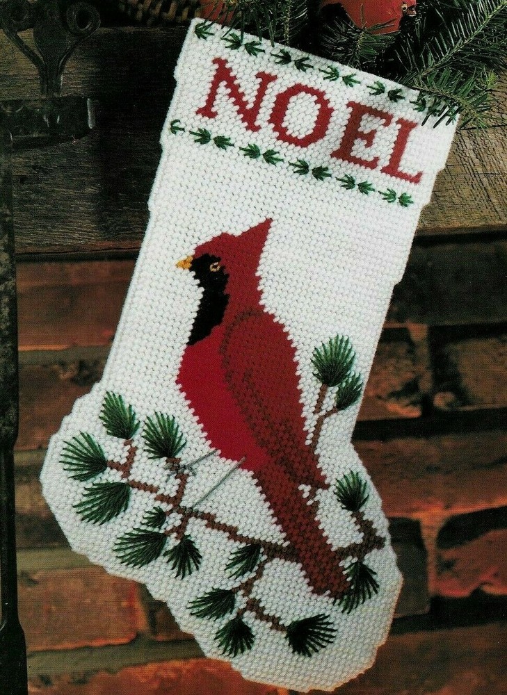 CARDINAL COASTERS & STOCKING CHRISTMAS PLASTIC CANVAS PATTERN INSTRUCTIONS