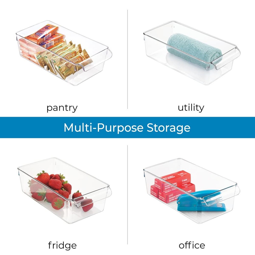 Idesign Linus Plastic Fridge and Freezer Storage Organizer Bin with Handle,