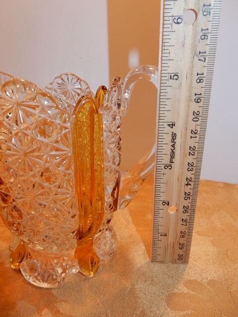 Cut Glass Clear & Amber Creamer